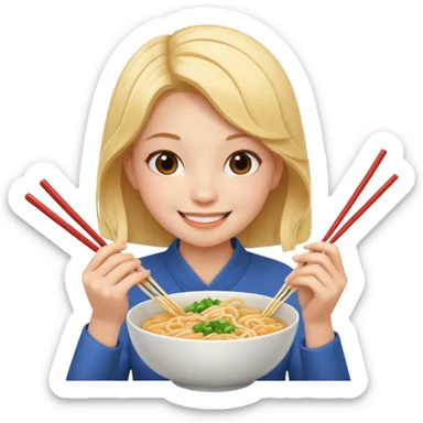 Show me a girl eating noodles  sticker