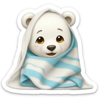 White cute bear with blanket sticker