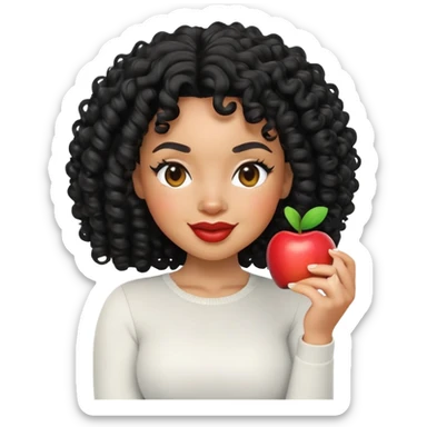 light skin Black woman with black curly hair, winking, 3D Apple Memoji style sticker