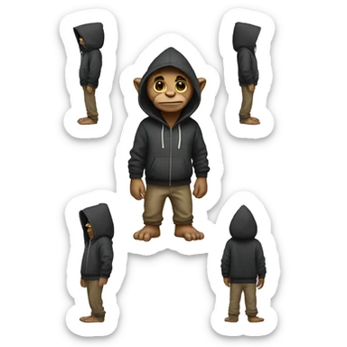 a troll with a hoodie full body sticker