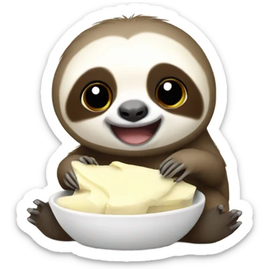 Baby sloth eating mozzarella sticker
