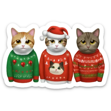 four cats wearing Christmas sweaters sticker