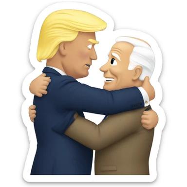 Trump hugging and kissing Joe Biden  sticker