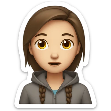 Girl with Brown Hair very tired sticker