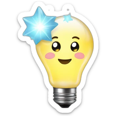 light bulb with little brain and shiny stars inside sticker