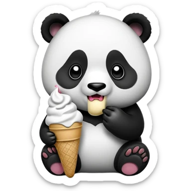 Panda eating ice cream sticker