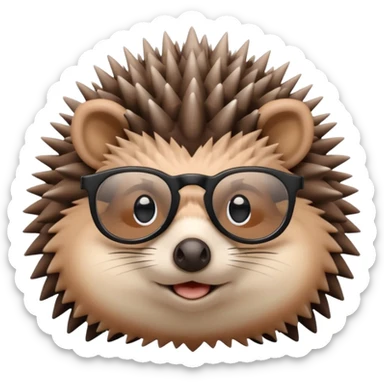 hedgehog with black glasses sticker