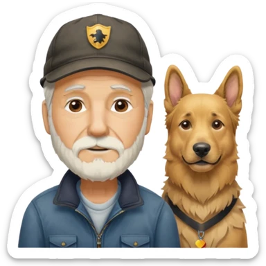 old man with old golden with lab german shepherd  sticker