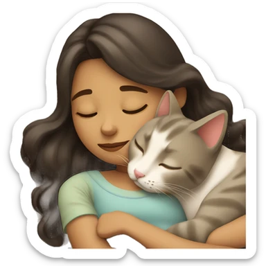 Girl and cat sleeping  sticker