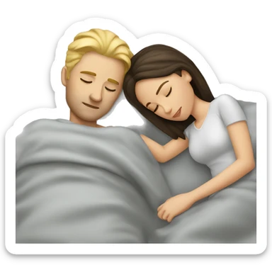 Blond man and brunette woman asleep sticker