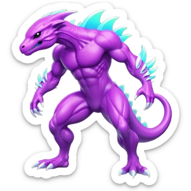 Tropical futuristic lush neon purple Fionbri-Vernid-creature (full body) sticker