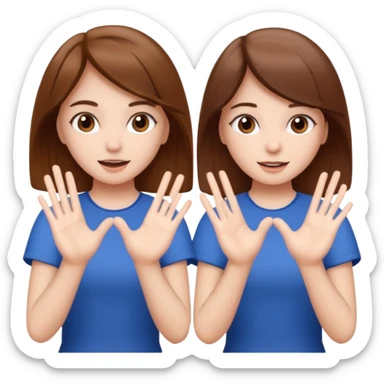 Two girls saying six seven one with brown hair. And doing hand movements  white skin six seven  sticker