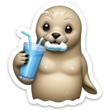 Seal drinking a protein shake sticker