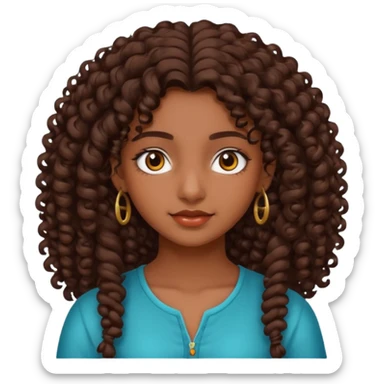Teen Indian girl gorgeous curly brown hair sticker