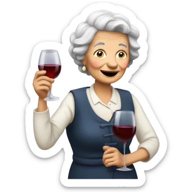 Old lady drinking wine sticker
