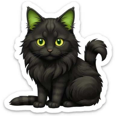 main coon black cat with green yellowish eyes full body sticker