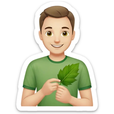 polish man in green shirt happy leaf sticker