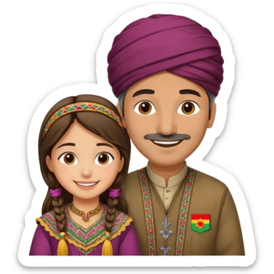 دختر وباباش باهم با لباس کردی sticker