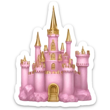 Pink opal crystal gemstone castle gold accent sticker