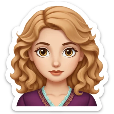 a desi white girl with wavy hair and almond eyes sticker