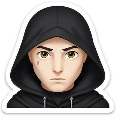 A hooded assassin in black, only his piercing eyes visible sticker