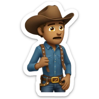cowboy-crying-mild-panic-cool sticker