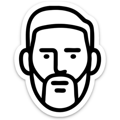 minimalist icon of Lionel Messi, Airbnb category icon style, stylized face with beard and short hair, clean lines, no text sticker