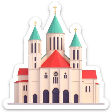 3D Discord role icon of Vilnius Cathedral Lithuania in bold simple style emphasizing cathedral unique architecture and national colors sticker