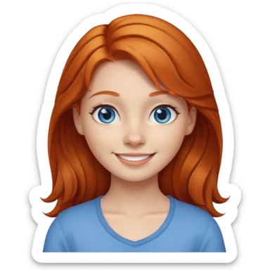 Reba smiling ginger haired girl with blue eyes sticker