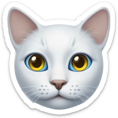 Wite Cat with one eye blue and one eye yelow sticker