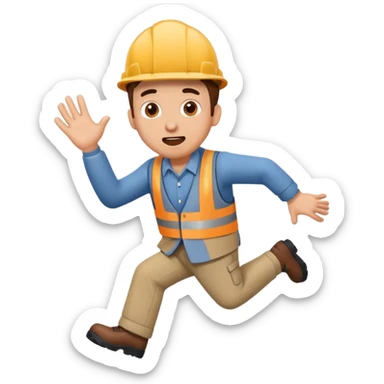 engineer tripping over sticker