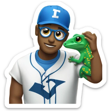 Gecko tiktoker wearing blue baseball hat sticker