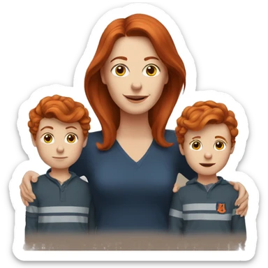 Auburn hair white woman with two auburn hair sons sticker