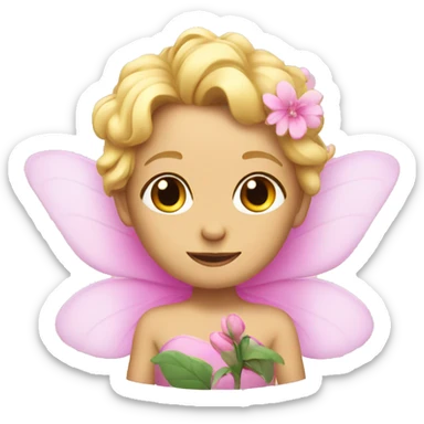Pink fairy with blond hair on a flower sticker