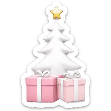 Light pink Christmas gifts under a white Christmas tree  sticker