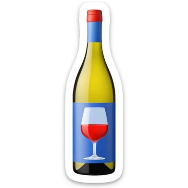 single isolated bottle of natural wine with fun modern design in primary colors on the label. bottle is isolated. no glass. sticker