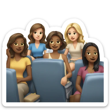 Group of Caucasian women on a airplane  sticker