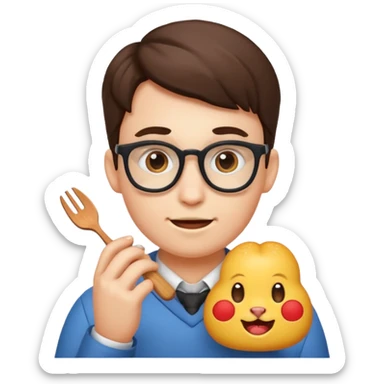 nerd face emoji eats coderabbit logo in emoji style sticker