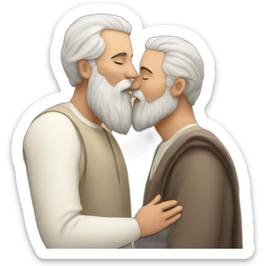 older European bearded  man kissing older Arab bearded  man sticker