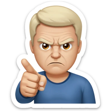 angry man pointing fingure at himself sticker