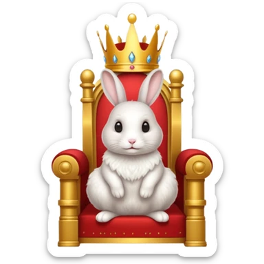 Bunny rabbit with a crown queen sitting on a throne sticker