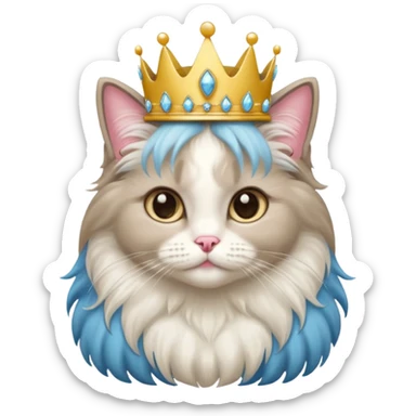 bicolor ragdoll cat with princess tiara sticker
