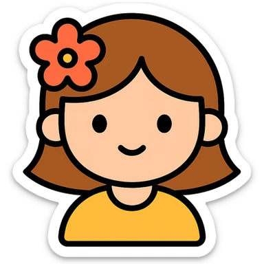 a cute girl, color outline icon style sticker