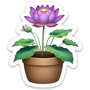 flower pot Purple Lotus,stem, Lotus leaf sticker