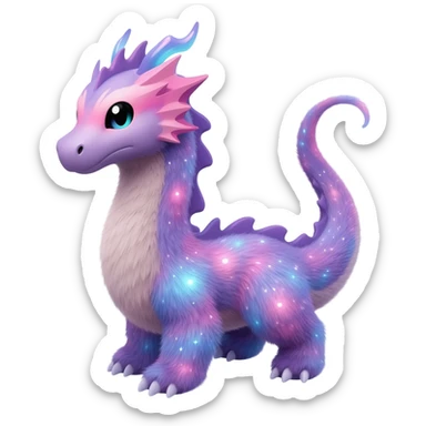Pastel nebula furry realistic glittery Randomly-faerie-drake-colored sparkly exotic Fakémon-creature sticker