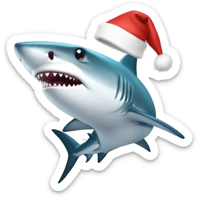 Shark wearing Christmas hat sticker