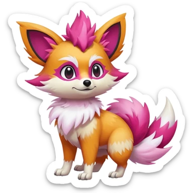 Electric snowy white pink magenta feathery Fennekin-Growlithe-Electrike-fusion (full body) sticker