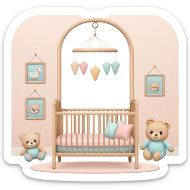 baby room, Nursery with pastel walls and hanging mobile sticker