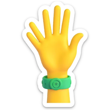 yellow hand making the 'OK' gesture with a green bracelet, 3D emoji style sticker