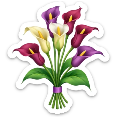 calla lily flower multicolor bouquet sticker
